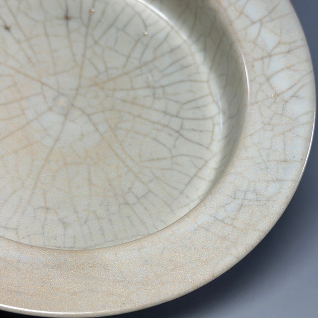 Antique Chinese Guan‑Style Crackle Glaze Plate For Sale - Image 4 of 9