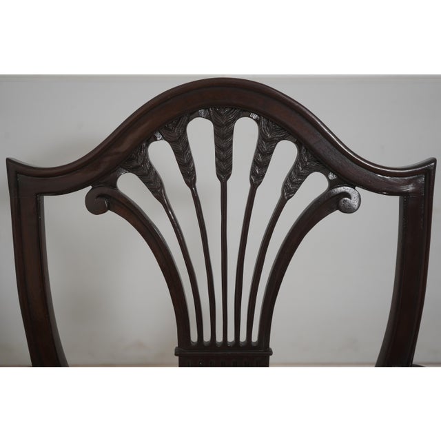 1980s Set of 16 Stickley Carved Shield Back Mahogany Dining Chairs For Sale - Image 5 of 18