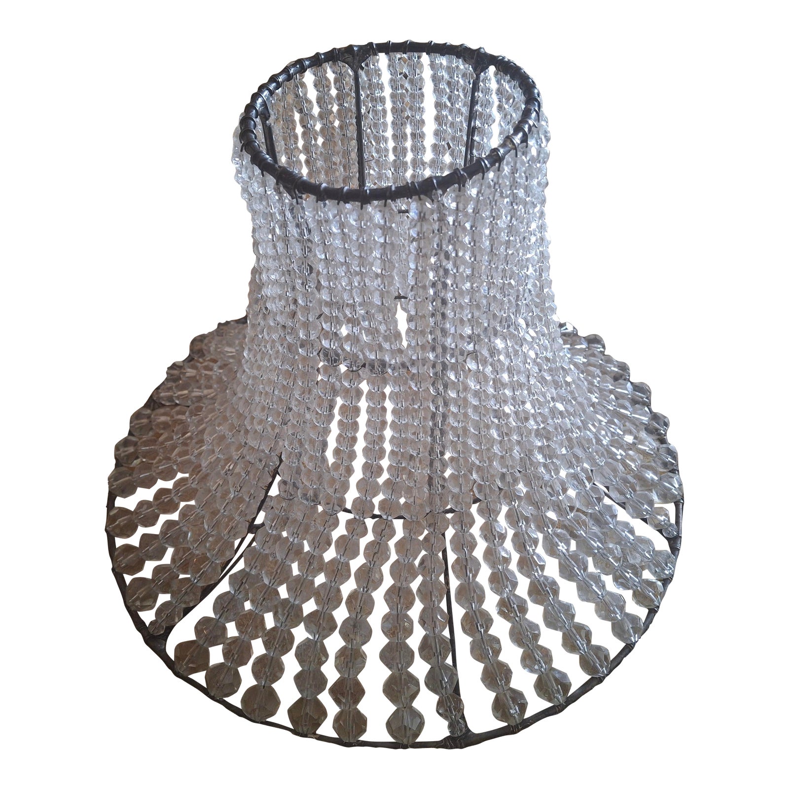 1940's Large Hollywood Regency Crystal Beaded Bell Shade 10