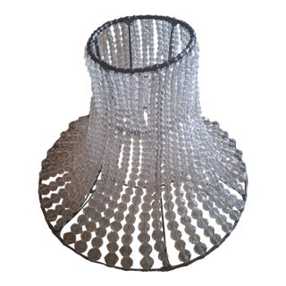 1940's Large Hollywood Regency Crystal Beaded Bell Shade 10" by 14" For Sale
