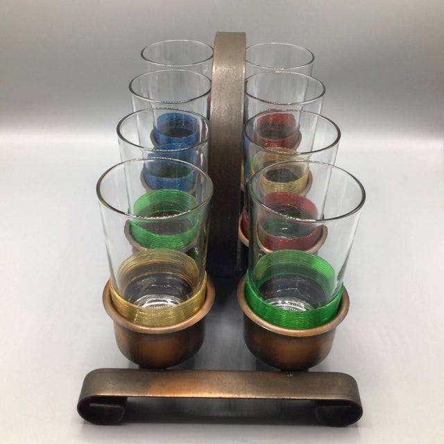 1960s Federal Highball Glasses and Caddy-Set of 9 For Sale - Image 5 of 13