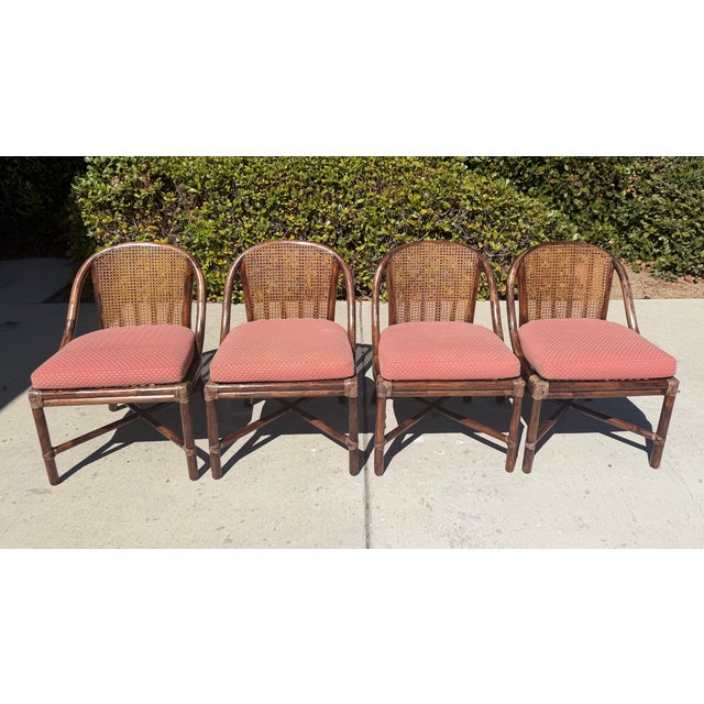 Contemporary Late 20th Century Authentic McGuire Caned Back Dining Chairs, a Set of 4 For Sale - Image 3 of 14