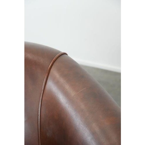 English Style Cognac Cowhide Club Armchairs, Set of 6 For Sale - Image 13 of 15