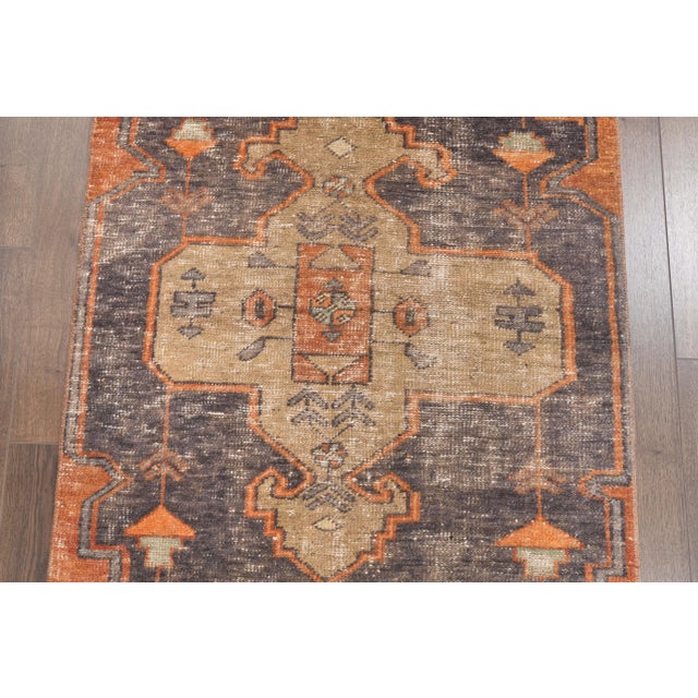 1960s 1960s Turkish Wool Hand-Knotted Runner Orange Rug For Sale - Image 5 of 8