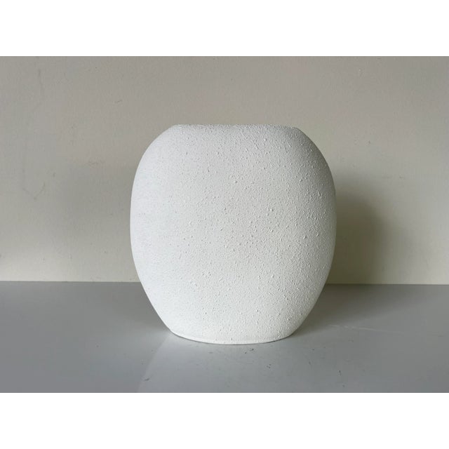 Vintage White and Black Matte Glaze Ceramic Vase For Sale - Image 4 of 9