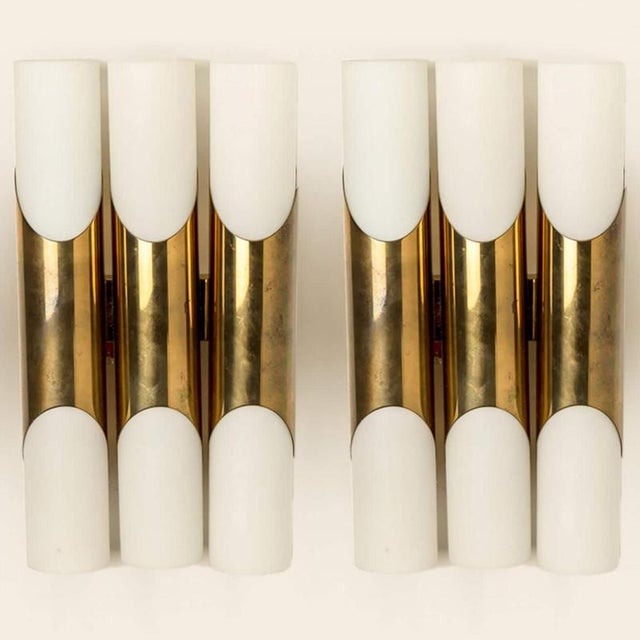 Wall Sconces in Opaline Glass with Brass Tubes from Raak, 1970s, Set of 2 For Sale - Image 13 of 13