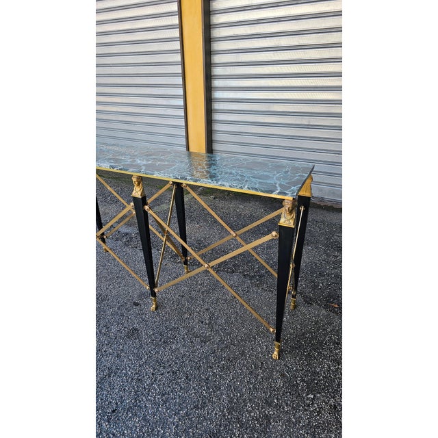 Traditional French Empire Console Table with Marble Top, 1970s For Sale - Image 3 of 14
