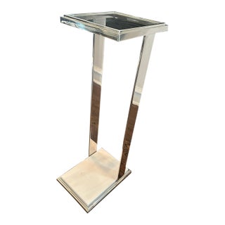 Rh Modern Glass, Chrome & Marble Drink Table For Sale