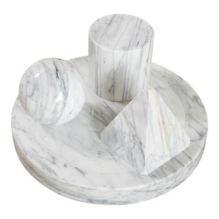 Sculptural Carrara Marble Metaphora Shapes Coffee Table Base, Attributed to Massimo Vignelli For Sale