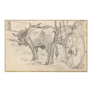 Walter Shirlaw Spanish Ox Cart Drawing