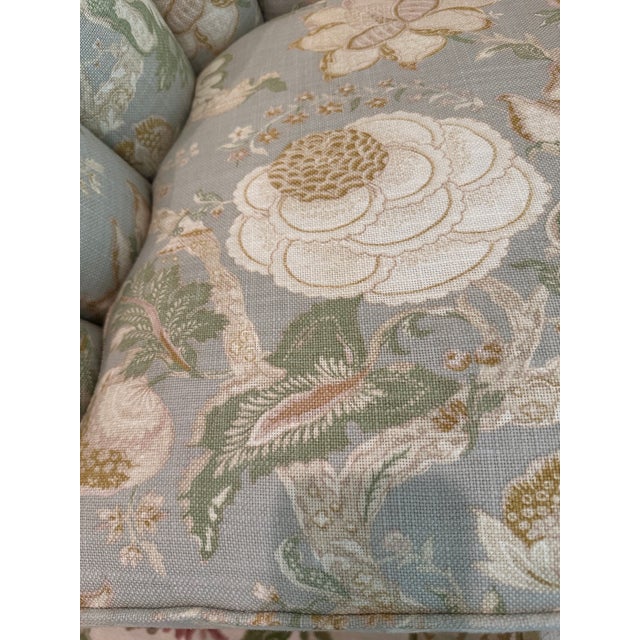 Gray Vintage Channel Back Club Chairs Reupholstered in Waverley for Schumacher ‘Hazel’ Linen Fabric For Sale - Image 8 of 9