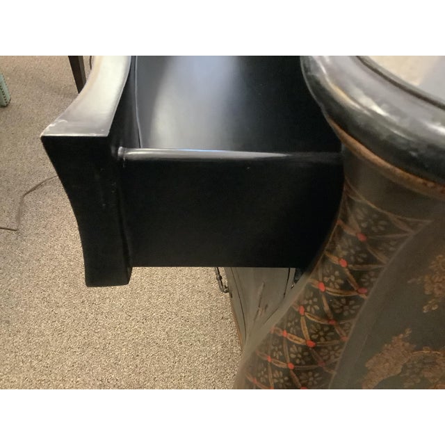 Black Chinoiserie Chest of Drawers With Marble Top. Bombe Style For Sale In New York - Image 6 of 8