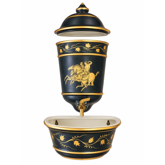 Mid-Century Italian Neo-Classical Style Ceramic Lavabo Fountain Jasperware Glaze For Sale In Atlanta - Image 6 of 6