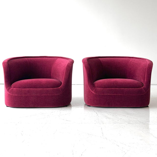 Ruby Red 1980s Cartouche Chairs by Ward Bennett for Brickell Associates in Mohair For Sale - Image 8 of 11