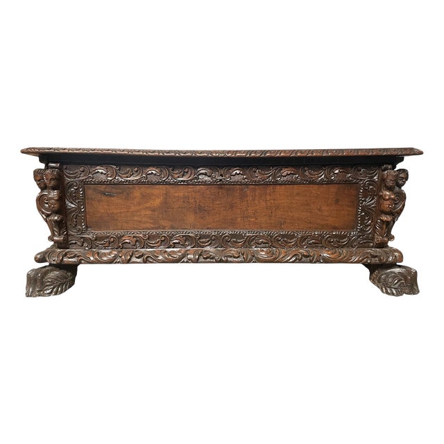 Italian Renaissance Cassone in Walnut, 1600s For Sale