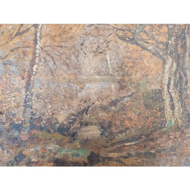 19th or 20th Century American Impressionist Wooded Landscape Painting, Signed Illegibly For Sale - Image 12 of 17