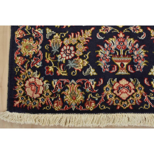 Textile Qom Rug 2’7” X 4’9” Blue Wool Vintage Traditional Hand-Knotted Carpet For Sale - Image 7 of 10