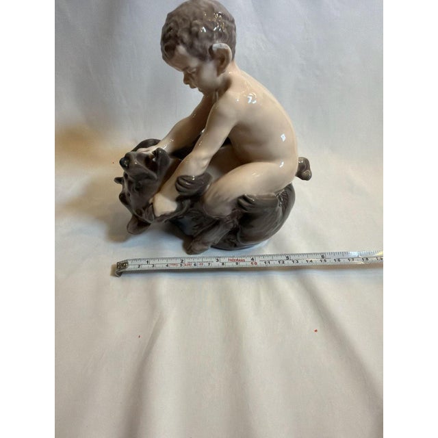 Brown Mid 20th Century Royal Copenhagen Faun With Bear Porcelain Figurine #648 For Sale - Image 8 of 8