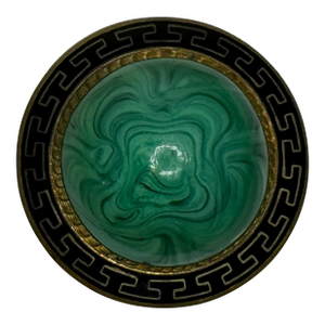 Beautiful Malachite & Greek Key Enamel Brooch, c.1865 – Neoclassical Revival