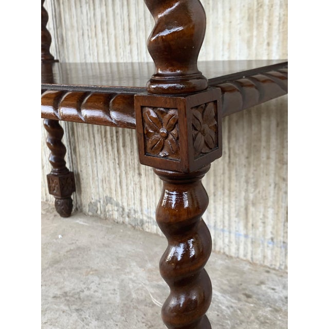 Brown 1880s Spanish Walnut Carved Side Table For Sale - Image 8 of 11