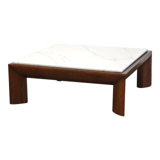 Square Calacatta Quartz Modern Table For Sale