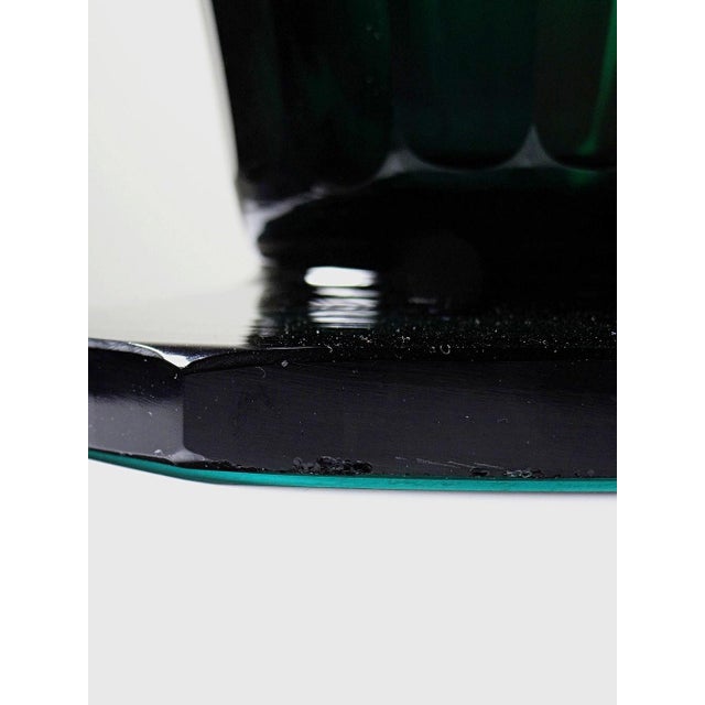 Large Antique Art Deco Vase in Cut Emerald Crystal, Bohemia, 1920s For Sale - Image 12 of 15