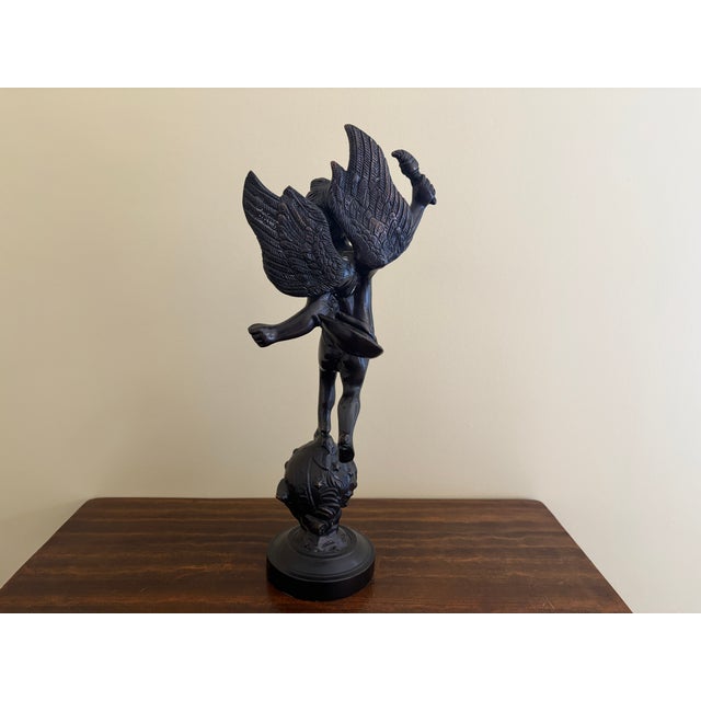Late 20th C. Decorative Crafts Bronze-Finish Winged Putto Sculpture For Sale - Image 9 of 11