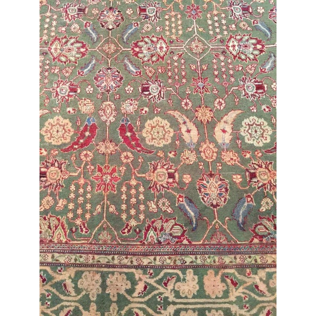 Antique Green Indian Agra Rug 8'10 X 11'6 For Sale - Image 4 of 6