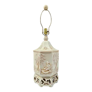 1970s Hollywood Regency Chinoiserie Coastal Chic Ceramic Pagoda Style Table Lamp From Italy