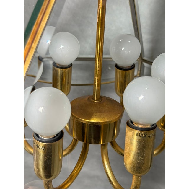 Brass and Glass 6-Light Pendant Lantern from Ideal Lux, 1990s For Sale - Image 6 of 9