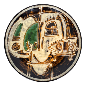 Large Expressionist Ceramic Dish by Ivy Lysdal for Kähler, Denmark, 1960s