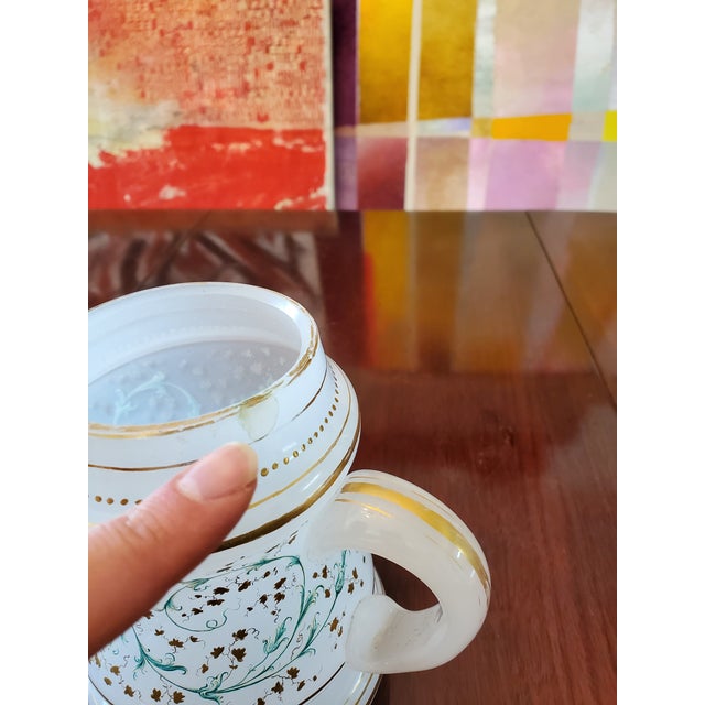 Art Nouveau Antique Large Handpainted Opaline Tankard For Sale - Image 3 of 7