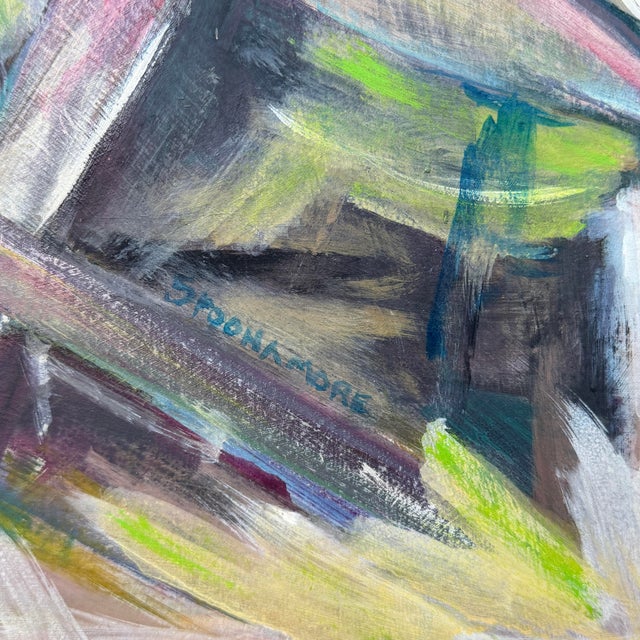 Expressionist Birds of Paradise Oil Painting Signed by Artist Spoonamore For Sale - Image 9 of 11