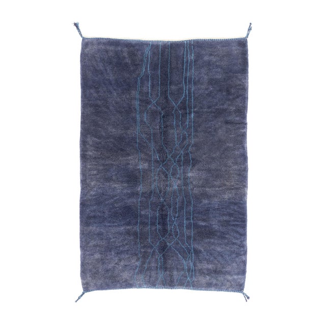 Blue Hand-Knotted Wool Rug by Azele Studio For Sale - Image 8 of 8