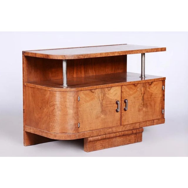 Small Art Deco Walnut Cabinet in Chrome-Plated Steel, Czechia, 1930s For Sale - Image 3 of 8