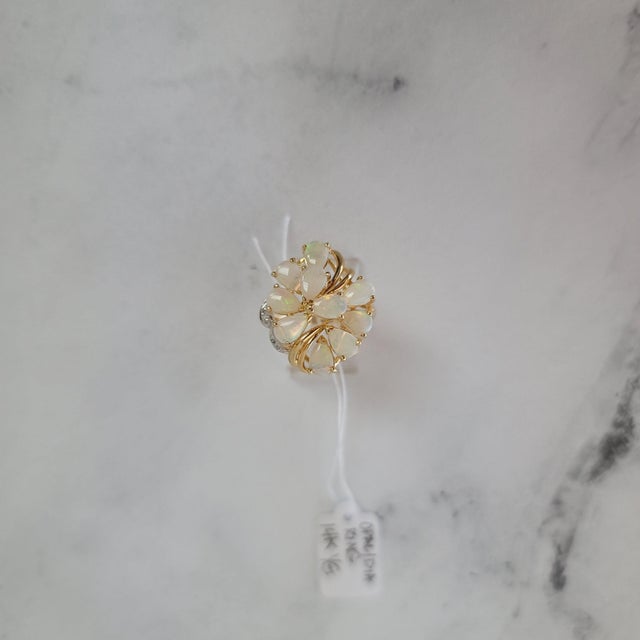 Contemporary Two Carat Cluster Pear Shaped Opal Ring, Size 3 For Sale - Image 3 of 4