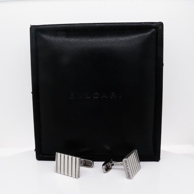 Vintage Estate Bvlgari Sterling Silver Cufflinks For Sale - Image 12 of 12