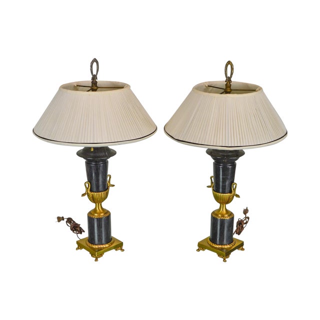 French Marble & Gold Spelter Vintage Urn Lamps a Pair Chairish