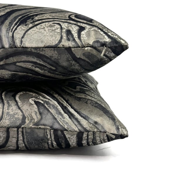 Textile Holly Hunt Marbled in Onyx Pillow Cover For Sale - Image 7 of 7