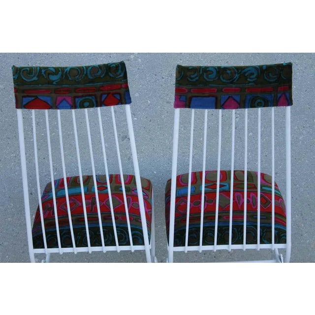 Jack Lenor Larsen Fabric Patio Chairs- A Pair For Sale - Image 4 of 12