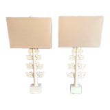 Pair of Metal Leaf Base Table Lamps For Sale