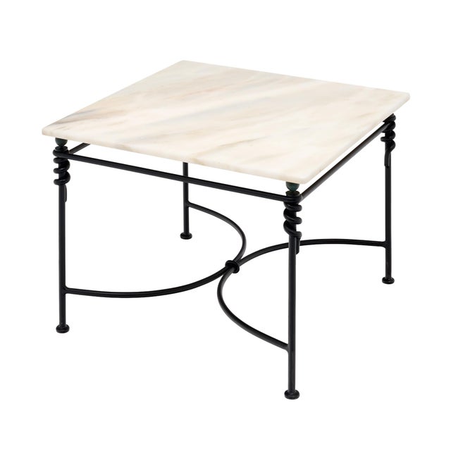 Metal Vintage French Coffee Table, Iron and Marble For Sale - Image 7 of 9