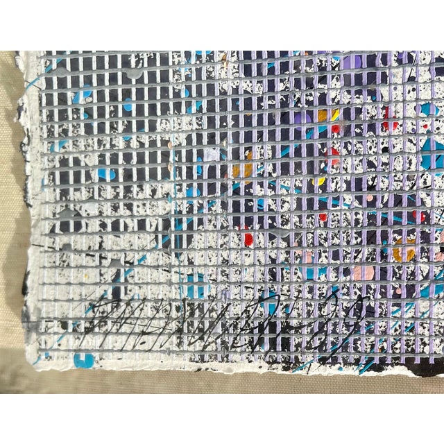 Late 20th Century Paul Maxwell, Large Modern Abstract Cast Stencil Painting Paul Maxwell Mod Constructivist Neon, 1989 For Sale - Image 5 of 12