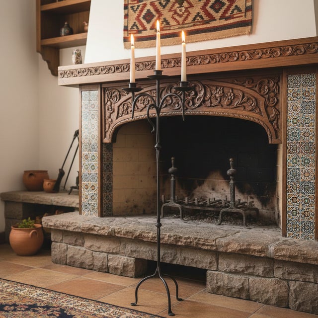 Grounded Elegance: The Wide-Base Iron Candelabra ️ Enhance your home’s atmosphere with this robust Hand-Forged Wrought...