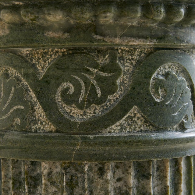 Antique Italian Neoclassical Green Marble Fluted Pedestal For Sale - Image 10 of 18