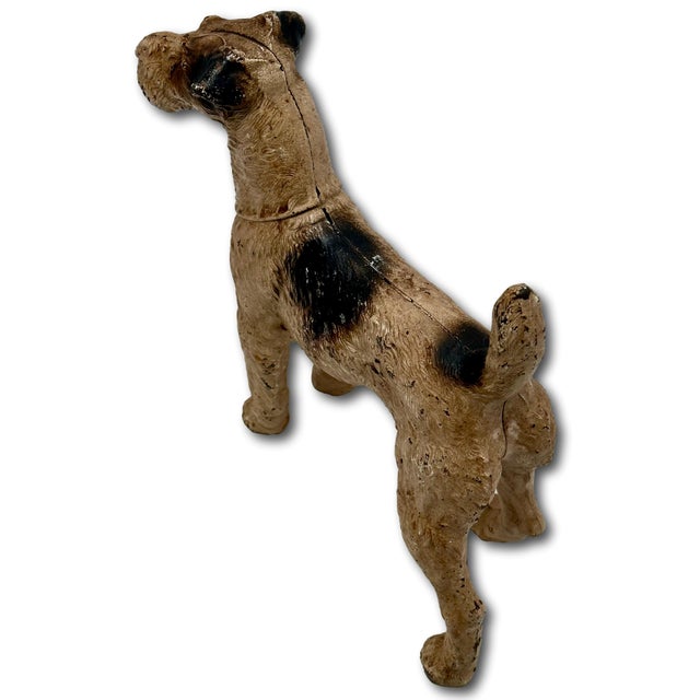 Very Rare Oversize 1930s Hubley #387 Standing Full Figure Fox Terrier Cast Iron Dog Doorstop - 10 Inches Tall X 12 Inches Long For Sale - Image 16 of 18