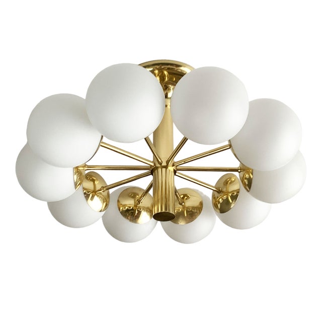 Mid-Century Modern Space Age German Brass Ceiling Lamp from Kaiser Leuchten, 1960s For Sale