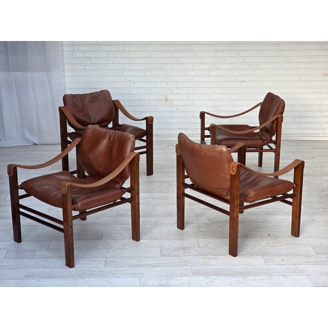 Wood Danish Safari Armchair in Leather from Skipper's Furniture, 1970s For Sale - Image 7 of 17