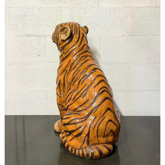 Burnt Orange Vintage Resin Tiger Sculpture For Sale - Image 8 of 8