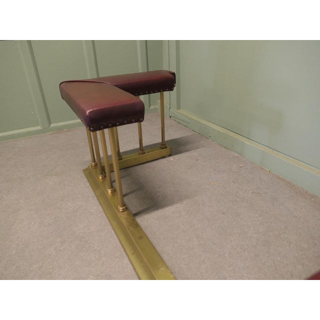 Art Deco Brass and Leather Club Fender, 1900s For Sale - Image 4 of 8